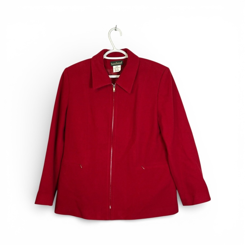 Harve Benard Red Wool Blend Zip Front Jacket Women's Size 12